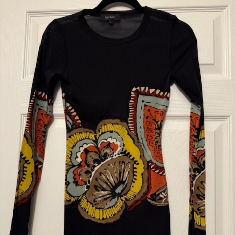 Karen Kane Long Sleeve Stretch Nylon Top Black Size S